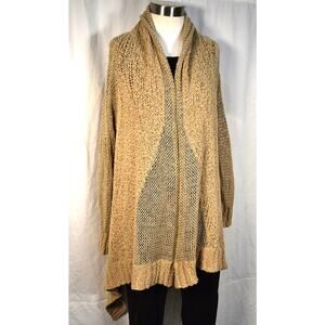 Michael Kors Boho Open Cardigan Khaki Bulky Yarn Knitted Sweater High Low NWT